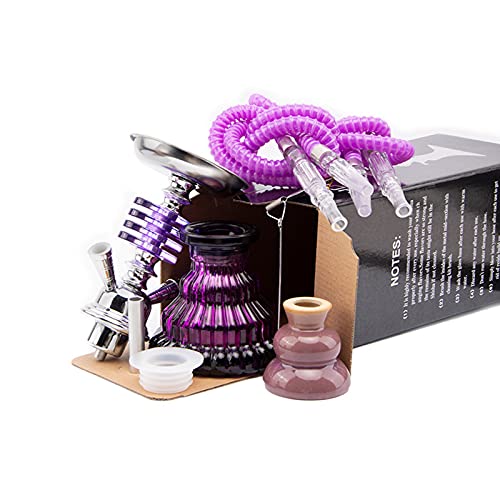 YANGH Tragbare Wasserpfeife Set, inklusive Zubehör 2 Schläuche, Komplettset Glasvase Basis, Wasserpfeife Keramikschale – Bild 4