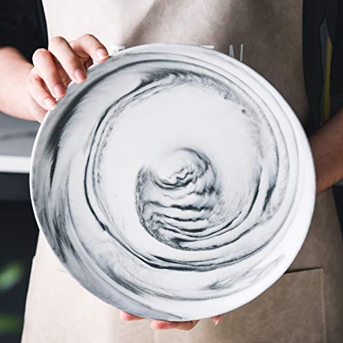 Yundu Grey Marbled 10 Inch Dinner Plates,Set Of 4,Microwave Safe,Plates Set #TOP3