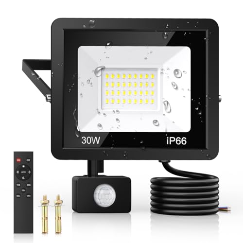 30W Security Lights Outdoor Motion Sensor, PIR Flood Light with R...