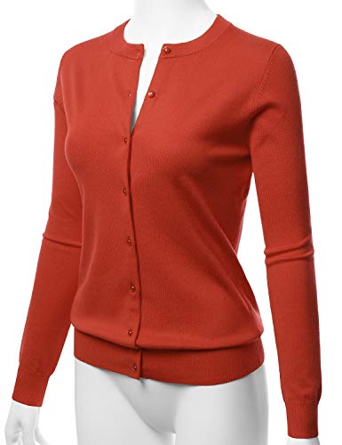 Image of LALABEE Women's Crew Neck Gem Button Long Sleeve Soft Knit Cardigan Sweater