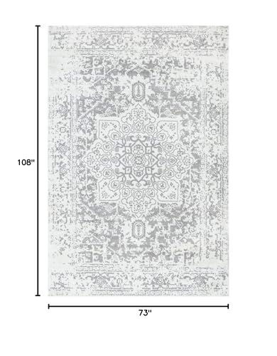 Tapete decorativo rectangular 185x275 cm Blanco y Gris miniatura 2