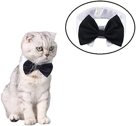 Stock Show Pet Dog Cat Classic Formal Cotton Bow Tie Neck Tie Wedding Party Tuxedo Dog Collar, S, Black