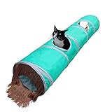 Petest Cat Tunnel for Indoor Cat Collapsible Cat Play Tube with Play Ball and Fringe, Interactive Pe