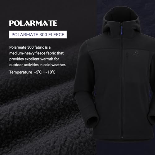 KAILAS Men's Fleece Jacket Hooded Winter Jacket Full Zip Jacket Lightweight Polar Warm Coat Pockets Outdoor Jacket3