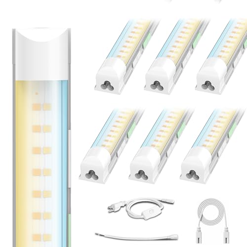 Zi-ZOHNSON 6 Pack Dimmable 4FT Led Shop Lights,30W 4500LM 3000-6500K Tunable,T8 Led Commercial Bay Light,High Output,Plug and Play, Linkable Lights for Warehouse,Basement,Barn