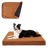 BEAUTYZOO Waterproof Dog Bed Cover Replacement Washable, Soft Plush Dog Bed Covers Removable with Zipper, Antislip Noiseless Ped Hair Pee Resistant Bedding Liner for Puppy Cat, 36 * 23inch, Brown L