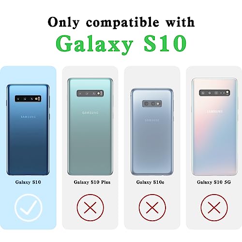 Image of Galaxy S10 Case, Glitter Crystal Soft TPU Stylish Butterfly Floral Heart Clear Protective Cover with Strap (Rose Gold)