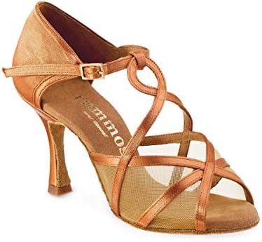 Rummos Womens Dance Shoes R365 048 - Satin Dark Tan - Regular Fitting - 2.75" 70R Flare Heel - Size: EUR 37