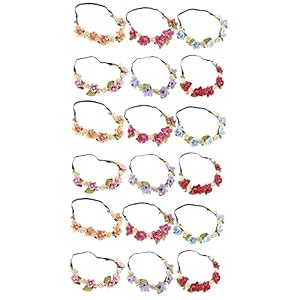 Housoutil 18pcs Floral Headband Girl Elastic Hairband Stretch Headwrap Fits Party Accessory Random Color