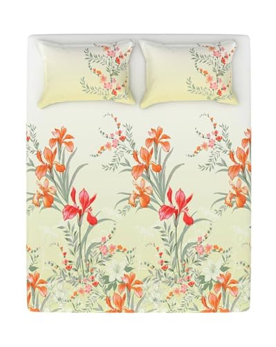 Image of Portico New York Super King Size Flat Bedsheet with 2 Pillow Covers Facets (Multicolor 6)