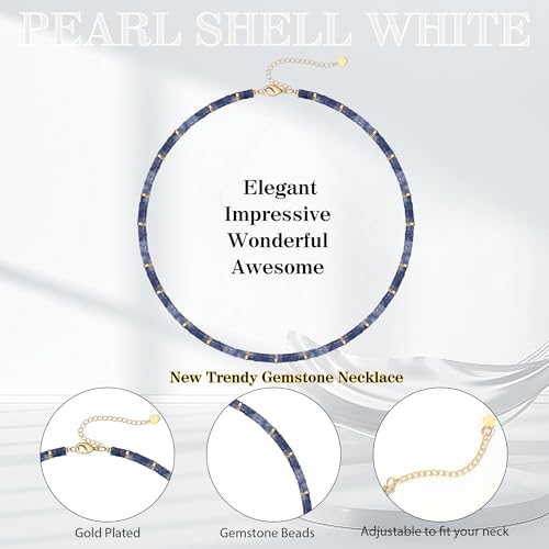 Choker Necklace for Women, Beaded Necklaces for Women Stocking Stuffers for Teens Teen Girl Gifts Gifts for Her Adjustable 14k Gold Gemstone Summer Anniversary Birthday Christmas Jewelry