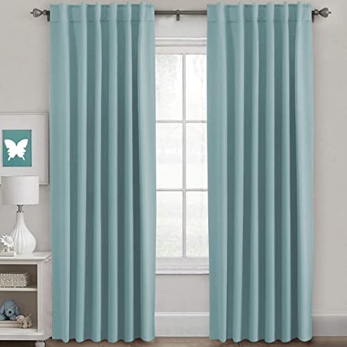 Image of H.VERSAILTEX Blackout Curtains Thermal Insulated Window Treatment Panels Room Darkening Blackout Drapes for Living Room Back Tab /Rod Pocket Bedroom Draperies (2 Panels, Mineral Blue, 52 x 84 Inch)