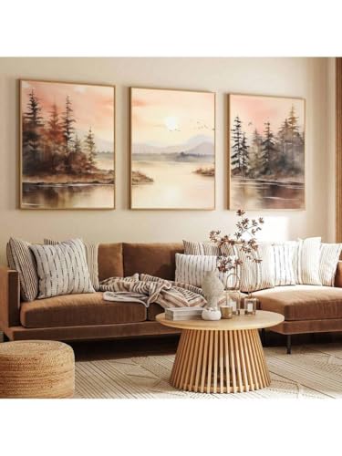 Tableau aquarelle paysage de montagne pour sublimer votre salon chaleureux