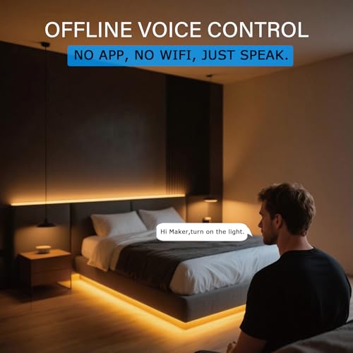 AI Smart Led Strip Lights, Offline Voice Control LED Light Strip White 2700K-5000K,Dimmable Warm White Lights 5 Voice Commands USB Powered for Kids Bedroom, TV Backlight, Kitchen, Mirror Decor - Image 3