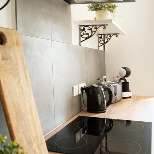 Khtumeware Shelf Bracket 10 Inch, Decorative Brackets for Shelving, Heavy Duty Vintage Ornate Shelf Bracket, Hardware Included, 4 Pack,Antique English Brass Finish, 9.84x7x1.73 inch