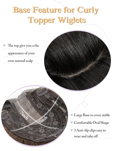 PANEWAY Hair Topper for Women 20 Inch Wavy Synthetic Fiber Topper with Natural Waves, Clip-In Hairpiece for Thinning Hair, Adds Volume & Length, Lightweight & Breathable