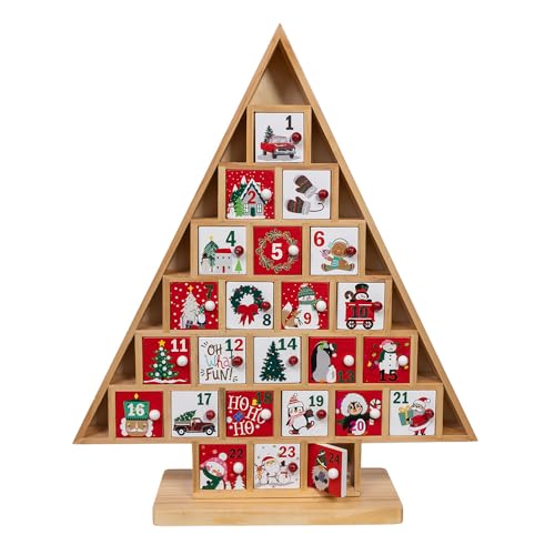 Kurt Adler 15" Wooden Tree Advent Calendar