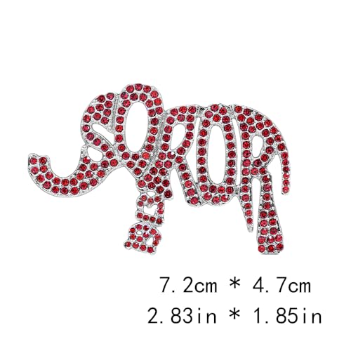 Image of Elegant Soror Womenhood Gifts Red Soror 1913 Elephant Pin Fortitude Delta Sorority Broach Greek Letter Jewelry