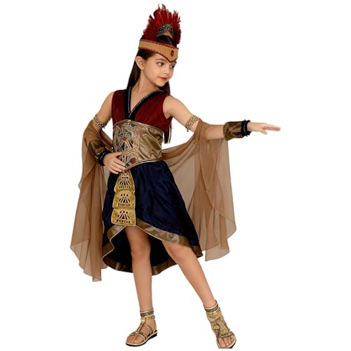 Runhomal Chica Traje Guerrero Y Caballero Para Niños Fiestas Renacimiento Halloween Fiesta Traje Gladiador Para Niñas Marrón 11-14 años