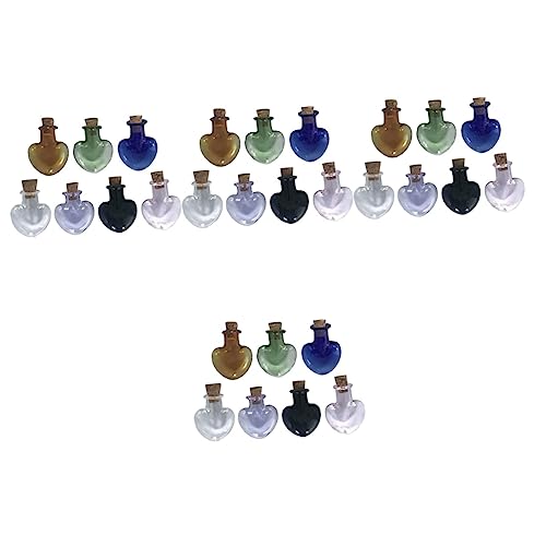 Cabilock Vidrio Corazón Con Tapón De Frascos Decorativos Y Mensajes 7 Piezas X 4