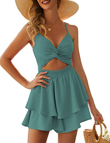 AGERWAY Rompers For Women 2026 Dressy Summer Sexy V Neck