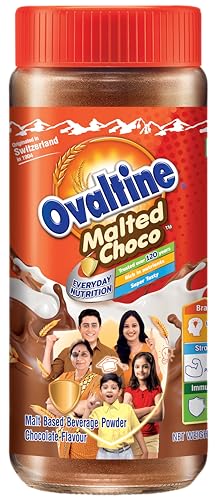 Image of OVALTINE Malted Health Drink Chocolate Flavour Powder, Health Drink for Kids Adults, Nutrition Drink with Vitamins Minerals, Tasty Milk Mix in Glass Jar Daily Energy & Wellness, 400g (Pack of 1)