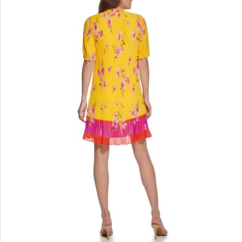 Image of DKNY Womens Long Sleeve Tie Neck Pleated Dress