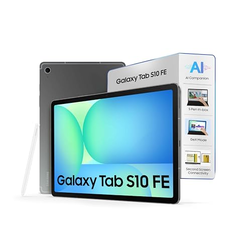 Samsung Galaxy Tab S10 FE, S Pen in-Box, 27.7 cm (10.9 inch) Display, AI Writing, Desktop Mode, Pre Loaded Pro Apps, 8 GB RAM, 128 GB Storage, Wi-Fi + 5G Tablet, Gray