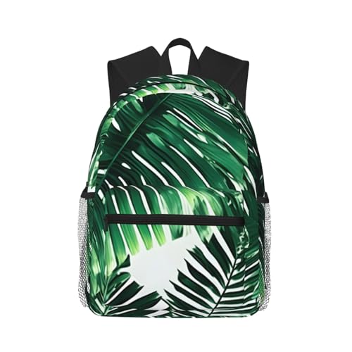 Mochila ligera cómoda unisex impermeable con estampado tropical de hojas