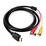 FAWETTY HDMI to RCA Cable, 1080P 5ft/1.5m HDMI Male to 3-RCA Video Audio AV Cable Connector Adapter Transmitter for TV HDTV DVD