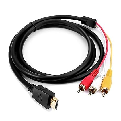 FAWETTY HDMI to RCA Cable, 1080P 5ft/1.5m HDMI Male to 3-RCA Video Audio AV Cable Connector Adapter Transmitter for TV HDTV DVD