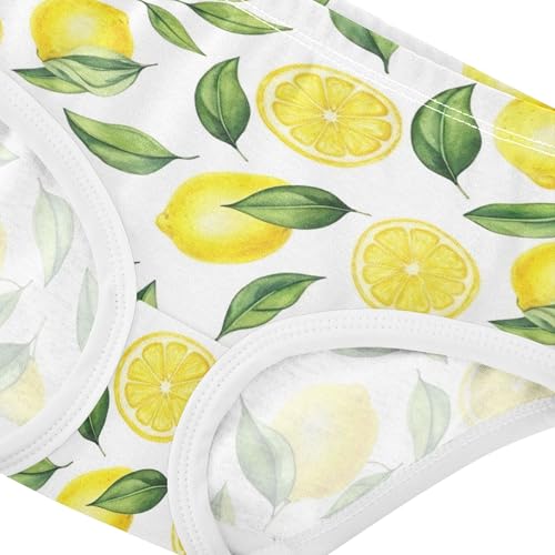 Fancy Toddler Underwear Floral 2t Cotton Girl Panties Cute Yellow Lemons Leaves White Kids Briefs Undies4