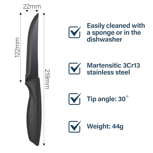Freyeeti 6 Pezzi Coltelli Da Bistecca, Coltello Da Bistecca Con Bordo Seghettato, In Acciaio Inossidabile, Lavabile Lavastoviglie, Perfetti Per La Cena Di Natale E Le Riunioni Di Capodanno - 2
