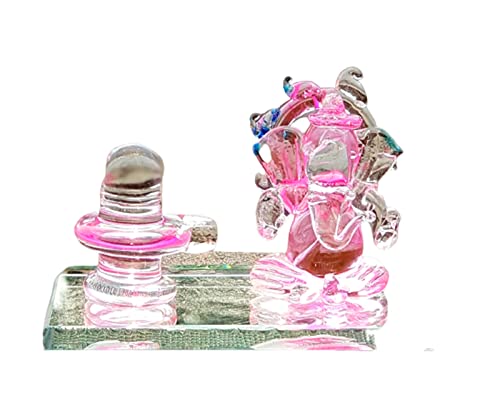 Esplanade Ganesha Ganesh with Shivling Crystal Glass Showpiece Figurine Murti Idol Statue Sculpture (2