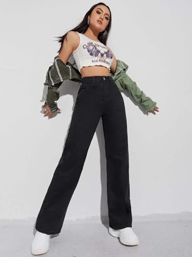 Image of KOTTY Women's High-Waist Button Relaxed Fit Casual Ankle Length Stylish Jeans
