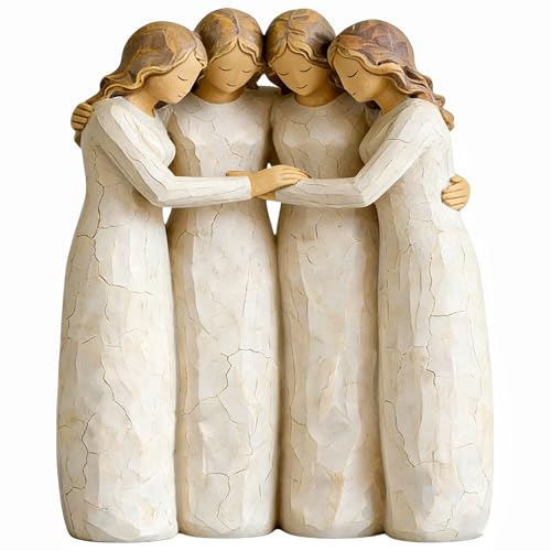 Sisters Figurine Resin Statue, Sister Friendship Sculpture, Women Home Decor for Desk Shelf Bedroom, Heartfelt Birthday Gift for Sister Best Friend Female (4 Sisters)