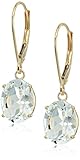 Amazon Collection 14k Yellow Gold 8 x 10mm Oval April Birthstone White Topaz Dangle Earrings for...