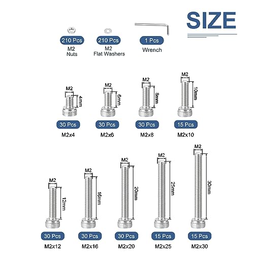 DTGN 660Pcs M2 Metric Screw Assortment, Bolts and Nuts Kit - Image 2