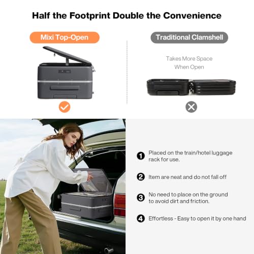 Image of mixi 26 Inch Large Checked Luggage PC Hard Shell Suitcase Top Opening Aluminum Frame Travel Suitcases with Wheels, Rock Gray