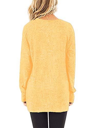 Blouse Long Sleeve Tops Comfy Yellow T Shirts Womens Lightweight Wash Well XL