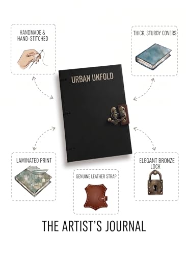 Image of URBAN UNFOLD Aesthetic Handmade Digital Printed Diary with Vintage Metal Lock | A5 Size (7x5 Inch) Hardcover Journal | 200 Unruled Blank Pages | Hand-Stitched Premium Personal Notebook for Writing, Sketching & Gifting (Mystical Red Moon Girl Artwork)