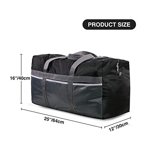 CAMPMAX 75L Extra Large Duffle Bags for Men and Women, Sturdy Oxford Lightweight Foldable Travel Duffel Bag 25x12x15 Inches, Black
