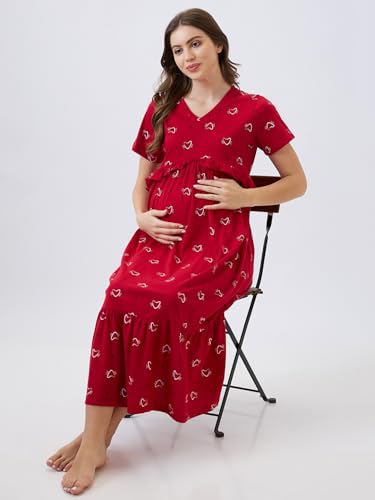 Image of AV2 Women's Cotton Midi Maternity Nighty