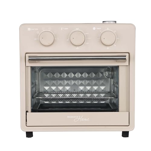 Image of Magnavox Home, 16.5 qt Air Fryer Oven, With Steam Infusion, Cream, Convection Countertop Oven, 6 Cooking Functions, 200-450F Temperature Control, Interior Light, Fry Basket & Baking Tray Included