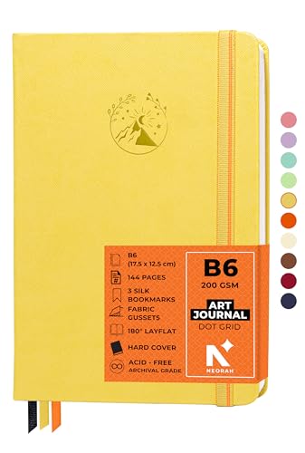 Image of NEORAH - B6 - ART JOURNAL | 200Gsm Dotgrid Note book |144 Pages(17.5 x 12.5 cm) | Lay Flat |Hard Cover Bullet - Journal |3 Bookmarks |Elastic Closure| Inner BackPocket | Ideal-Bujo,Drawing (YELLOW)