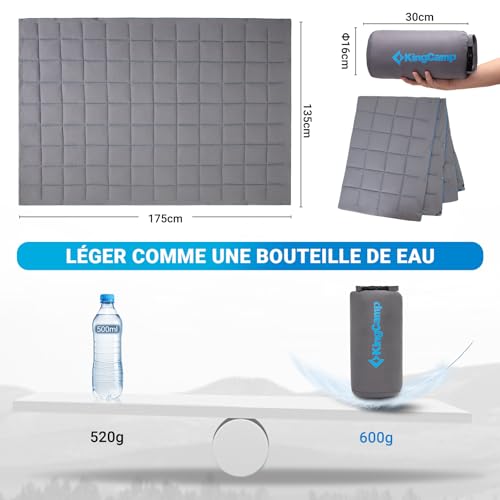 Couverture de camping en duvet KingCamp chaude avec boutons pression