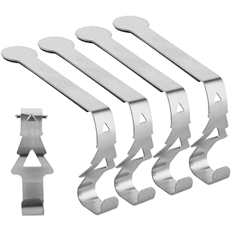 CM Cosmos Pack of 4 Metal Christmas Stocking Hanger Hook Fireplace Mantel Stockings Hangers Mantelpiece Xmas Stocking Clips for Christmas Tree Fireplace