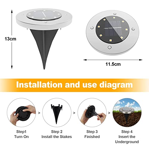 image for ADVWIN 8 Pack Solar Garden Light, Waterproof Solar Ground Disk Light, 