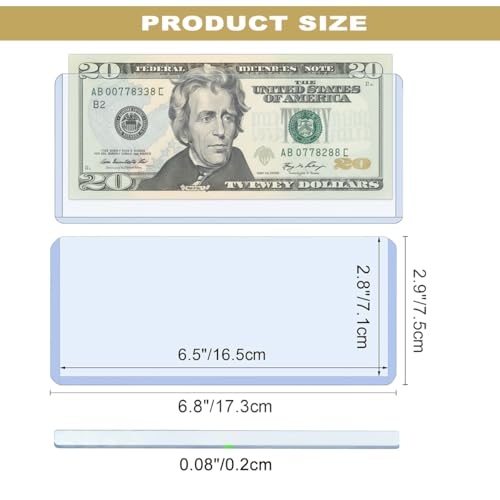 33 protectores de billetes de plástico duro 6.8 x 2.9 pulgadas miniatura 2