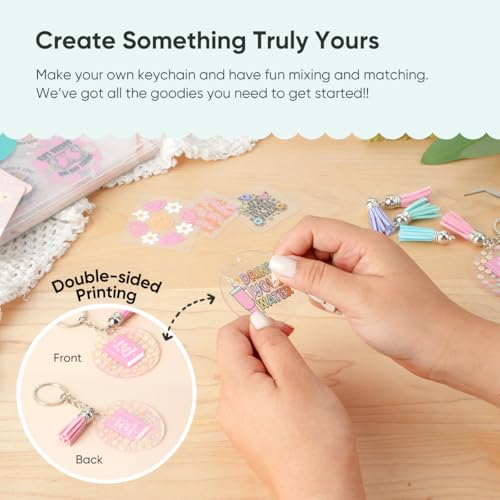 Image of YOPPIX 140 PCS Acrylic Keychain Blank Set, Book Double-Sided UV DTF Stickers Acrylic Keychain Making Kits for Vinyl DIY Craft Project